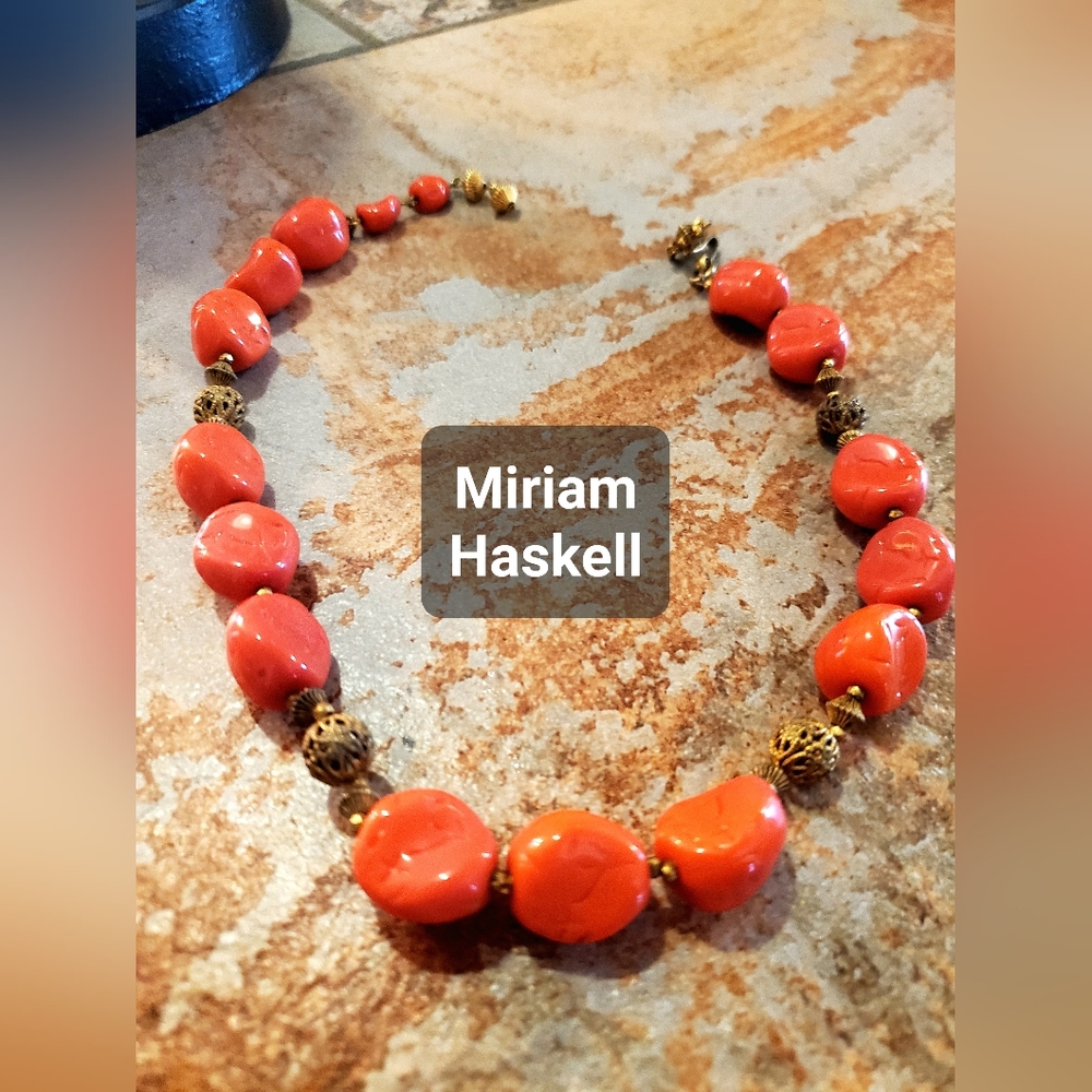 Vintage coral Miriam Haskell necklace